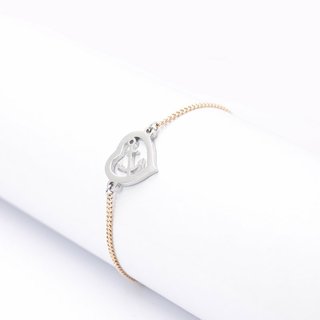 Edelstahl Armband Ankerliebe (bi-color rosegold-silber)