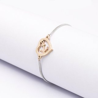 Edelstahl Armband Ankerliebe (bi-color silber-rosegold)