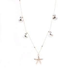 Edelstahl Kette Muschel & Seestern (bicolor rosegold-silber)