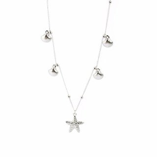 Edelstahl Kette Muschel & Seestern (silber)